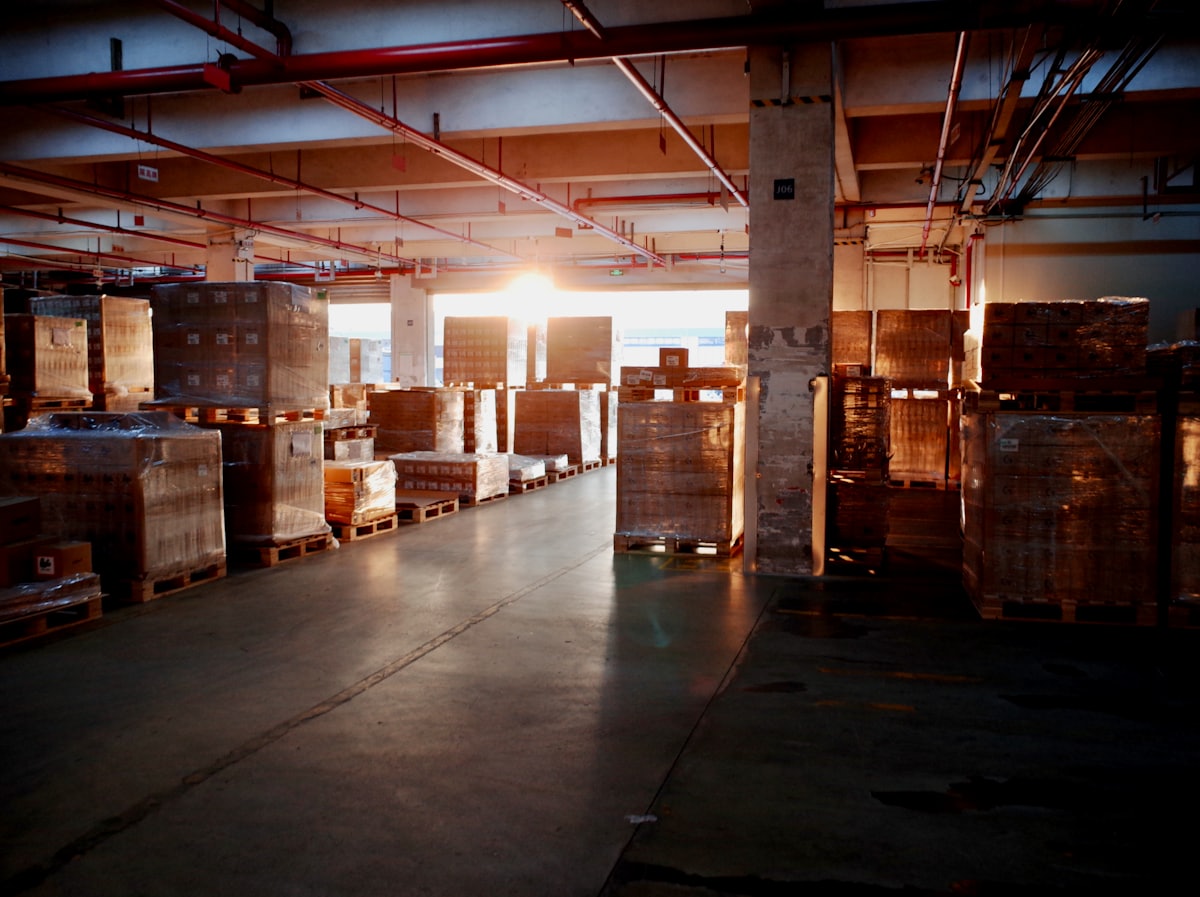 Warehouse storage filled with pallets